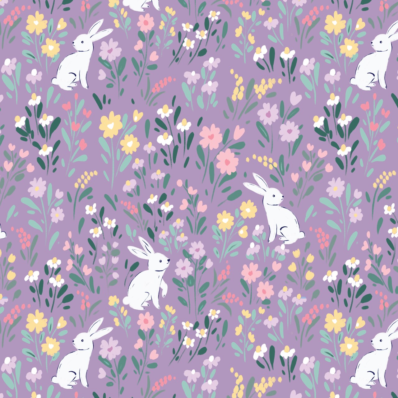 Bunny Meadow in Purple (228415) | Bunny Blossoms | Dominika Godette | Cloud9